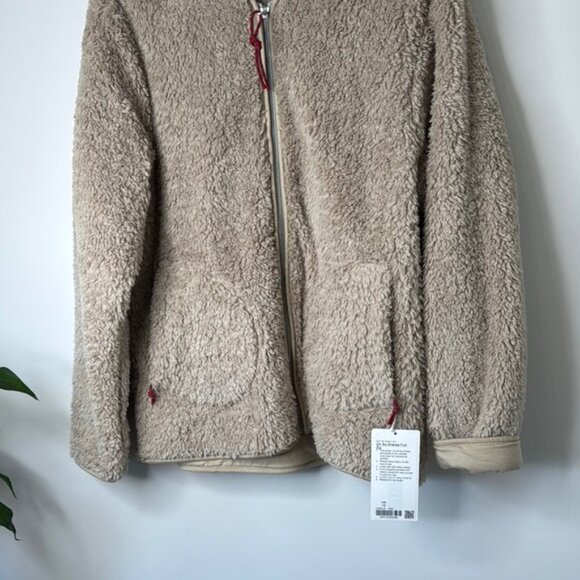 Lululemon Women Oh So Sherpa Full Zip Cozy Beige/Tan Sherpa Jacket Size 12 NWT - Picture 4 of 12